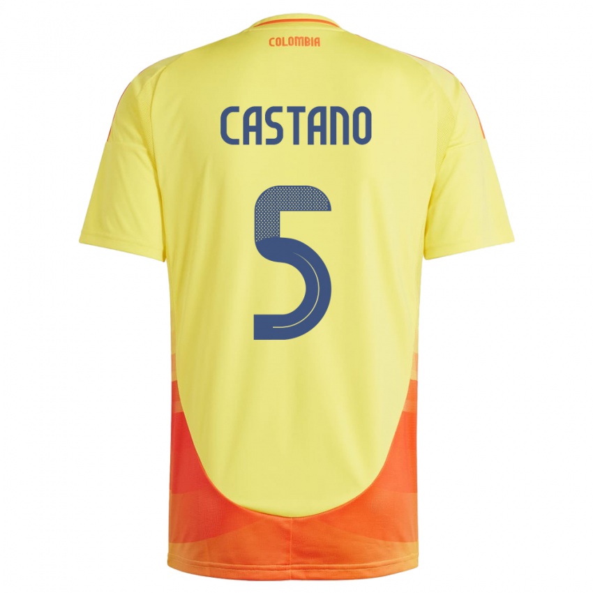 Criança Camisola Colômbia Kevin Castaño #5 Amarelo Principal 24-26 Camisa Brasil