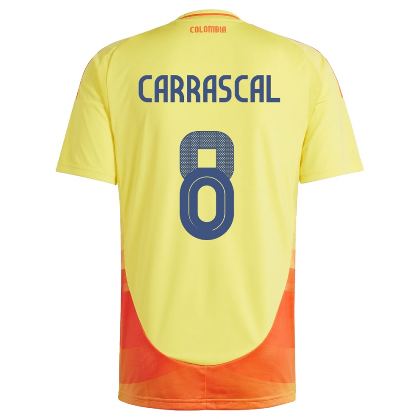 Criança Camisola Colômbia Jorge Carrascal #8 Amarelo Principal 24-26 Camisa Brasil