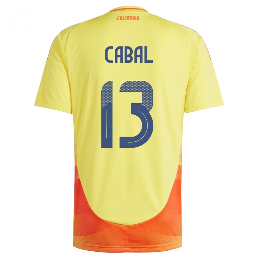 Criança Camisola Colômbia Juan Cabal #13 Amarelo Principal 24-26 Camisa Brasil