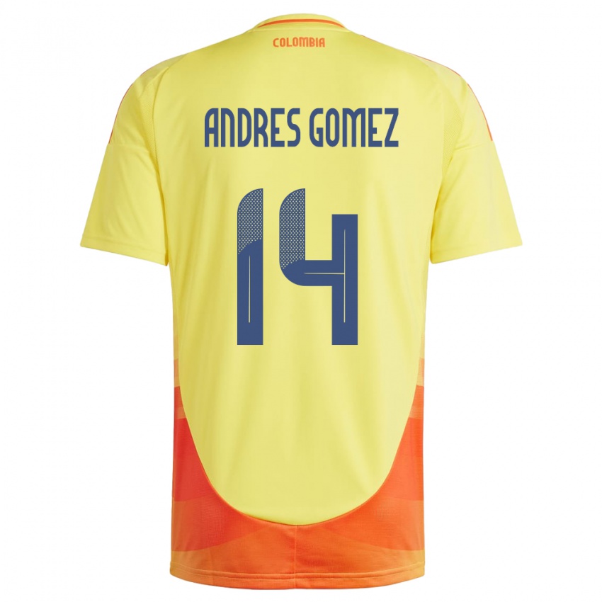 Criança Camisola Colômbia Carlos Andrés Gómez #14 Amarelo Principal 24-26 Camisa Brasil