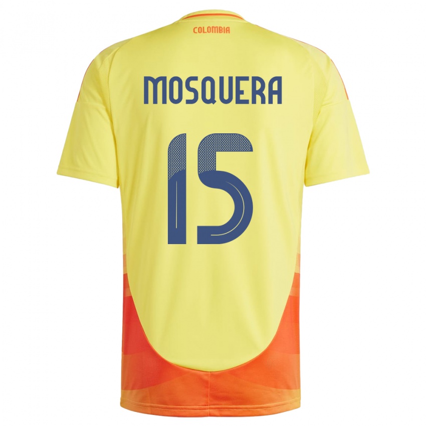 Criança Camisola Colômbia Yerson Mosquera #15 Amarelo Principal 24-26 Camisa Brasil