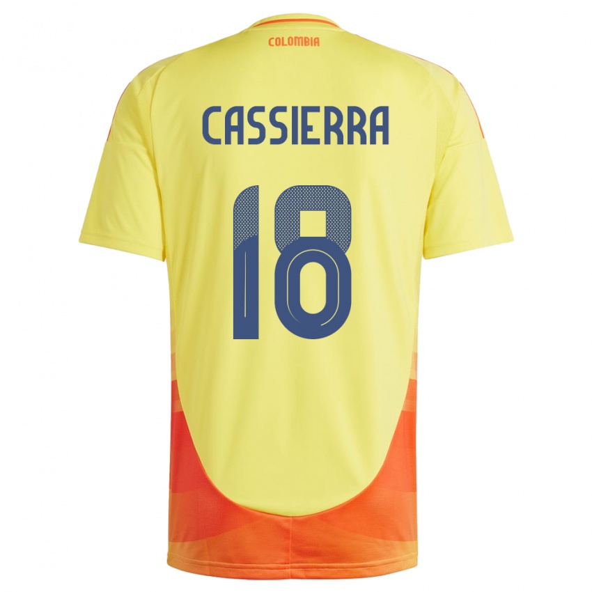 Criança Camisola Colômbia Mateo Cassierra #18 Amarelo Principal 24-26 Camisa Brasil