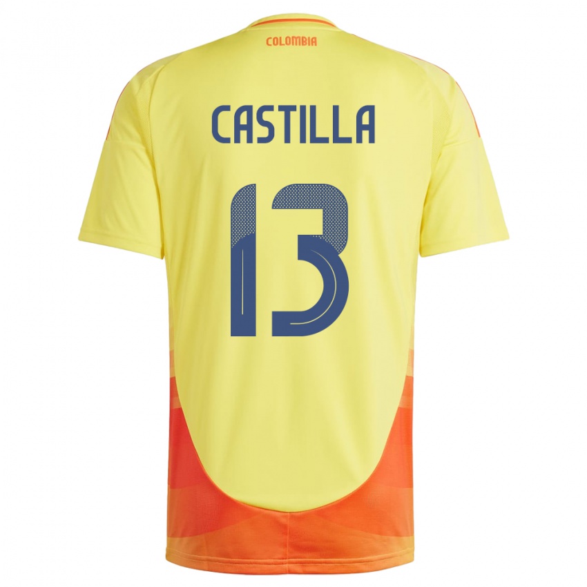 Criança Camisola Colômbia Juan Castilla #13 Amarelo Principal 24-26 Camisa Brasil