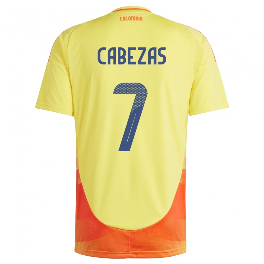 Criança Camisola Colômbia Jorge Cabezas #7 Amarelo Principal 24-26 Camisa Brasil