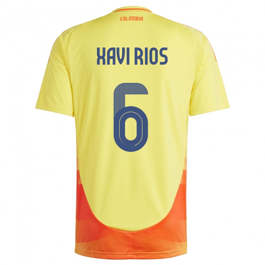Criança Camisola Colômbia Xavi Ríos #6 Amarelo Principal 24-26 Camisa Brasil