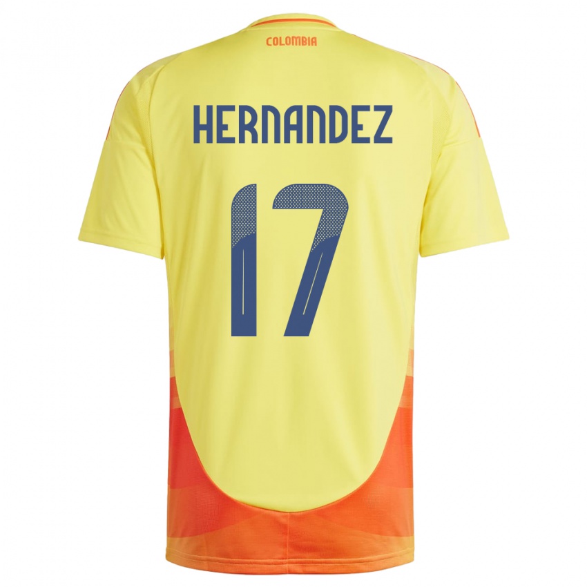 Criança Camisola Colômbia Jhoan Hernández #17 Amarelo Principal 24-26 Camisa Brasil