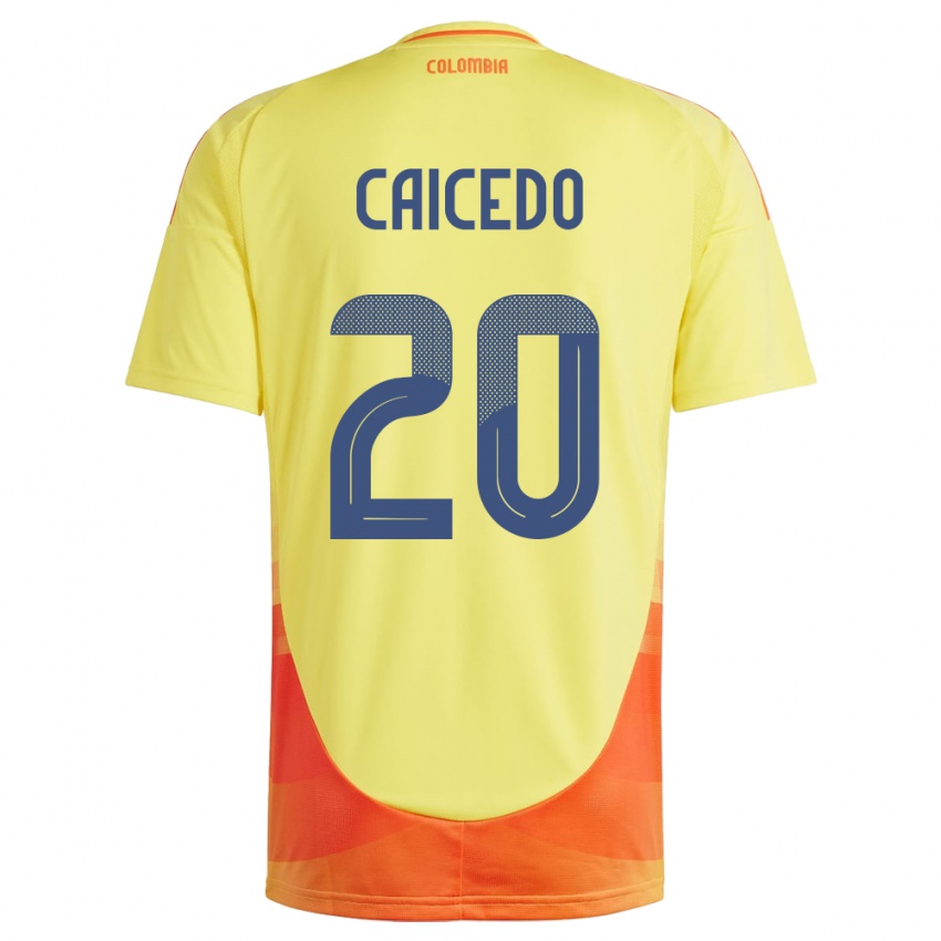 Criança Camisola Colômbia Brayan Caicedo #20 Amarelo Principal 24-26 Camisa Brasil