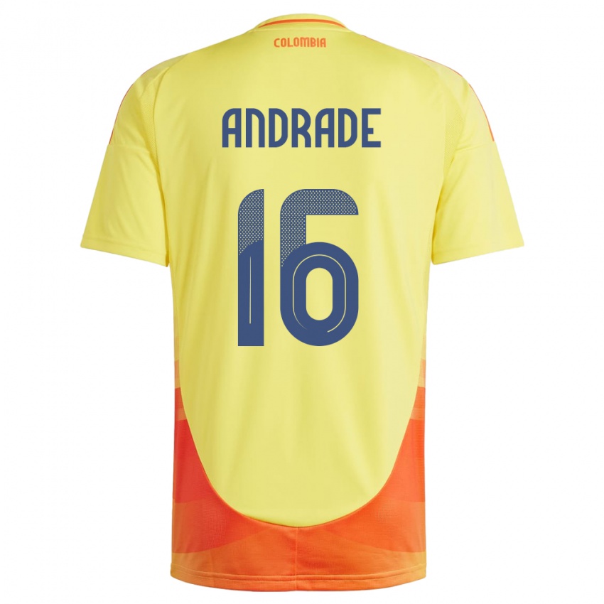 Criança Camisola Colômbia Lady Andrade #16 Amarelo Principal 24-26 Camisa Brasil