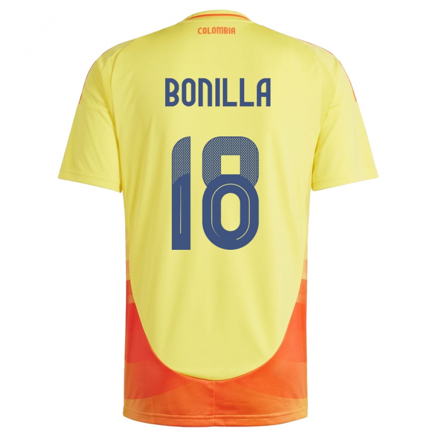 Criança Camisola Colômbia Wendy Bonilla #18 Amarelo Principal 24-26 Camisa Brasil