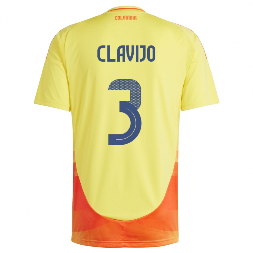 Criança Camisola Colômbia Ángela Clavijo #3 Amarelo Principal 24-26 Camisa Brasil