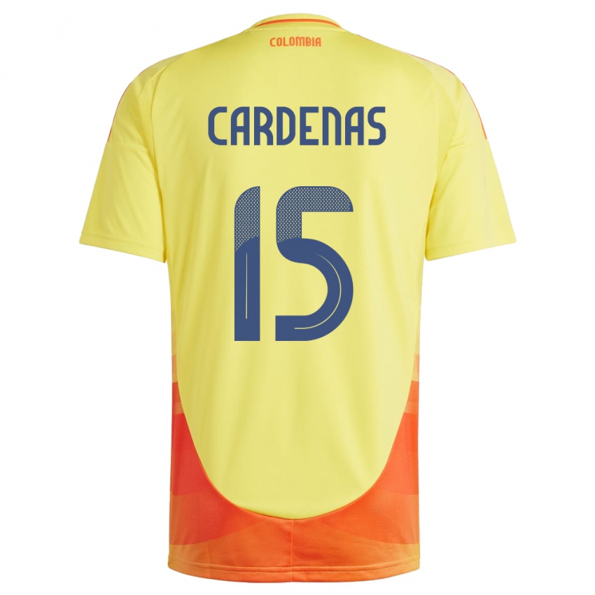 Criança Camisola Colômbia Wendy Cárdenas #15 Amarelo Principal 24-26 Camisa Brasil