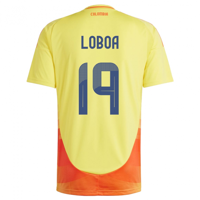 Criança Camisola Colômbia Valerin Loboa #19 Amarelo Principal 24-26 Camisa Brasil