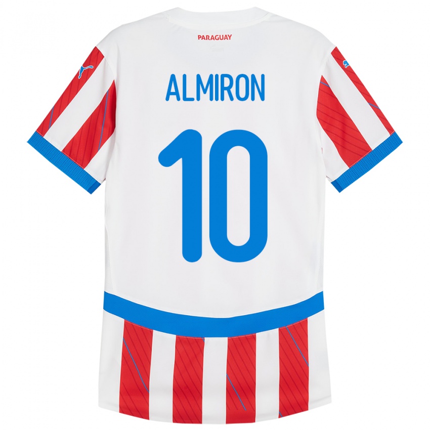 Criança Camisola Paraguai Miguel Almirón #10 Branco Vermelho Principal 24-26 Camisa Brasil