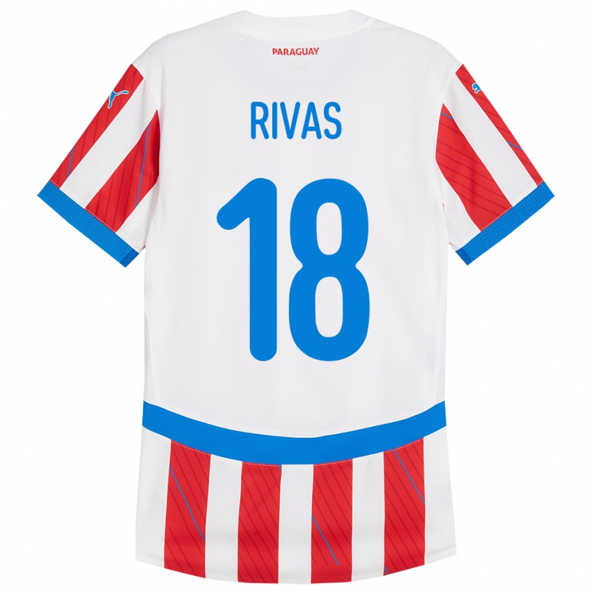 Criança Camisola Paraguai Daniel Rivas #18 Branco Vermelho Principal 24-26 Camisa Brasil