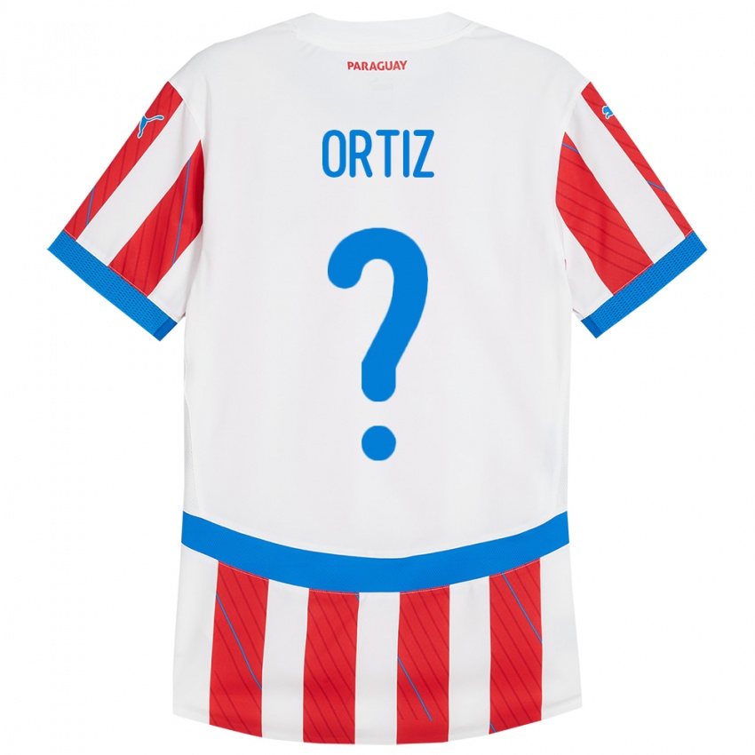 Criança Camisola Paraguai Rolando Ortíz #0 Branco Vermelho Principal 24-26 Camisa Brasil