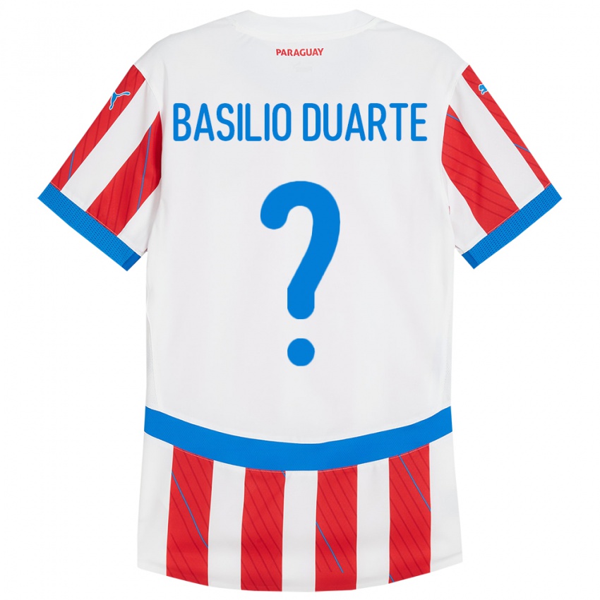 Criança Camisola Paraguai Basilio Duarte #0 Branco Vermelho Principal 24-26 Camisa Brasil