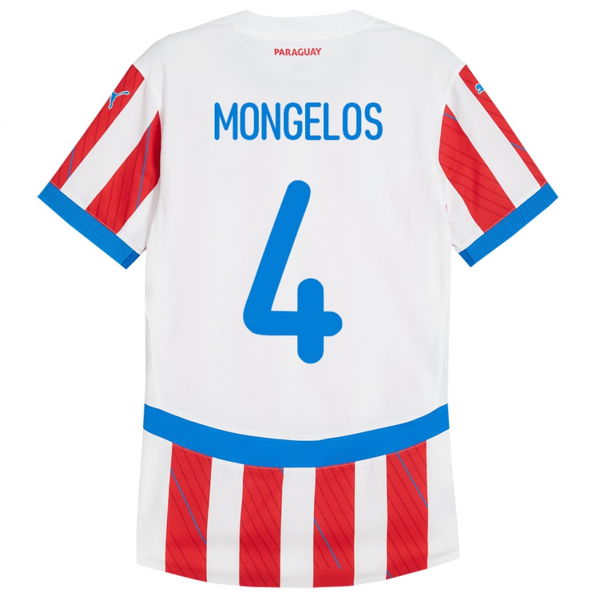 Criança Camisola Paraguai Rolando Mongelós #4 Branco Vermelho Principal 24-26 Camisa Brasil