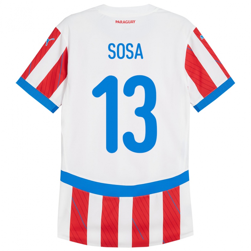 Criança Camisola Paraguai Alex Sosa #13 Branco Vermelho Principal 24-26 Camisa Brasil