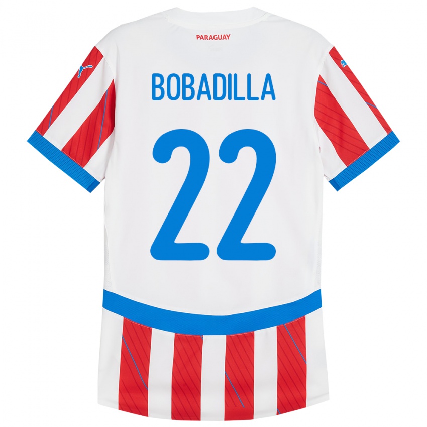 Criança Camisola Paraguai Dylan Bobadilla #22 Branco Vermelho Principal 24-26 Camisa Brasil