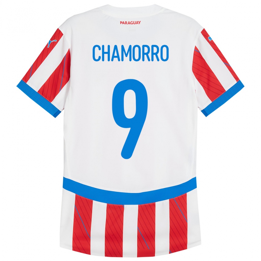 Criança Camisola Paraguai Lice Chamorro #9 Branco Vermelho Principal 24-26 Camisa Brasil