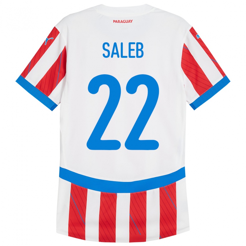 Criança Camisola Paraguai Gloria Saleb #22 Branco Vermelho Principal 24-26 Camisa Brasil