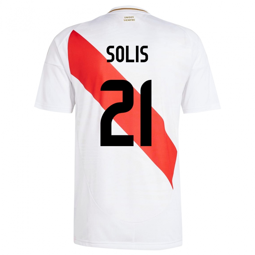 Criança Camisola Peru Renato Solís #21 Branco Principal 24-26 Camisa Brasil