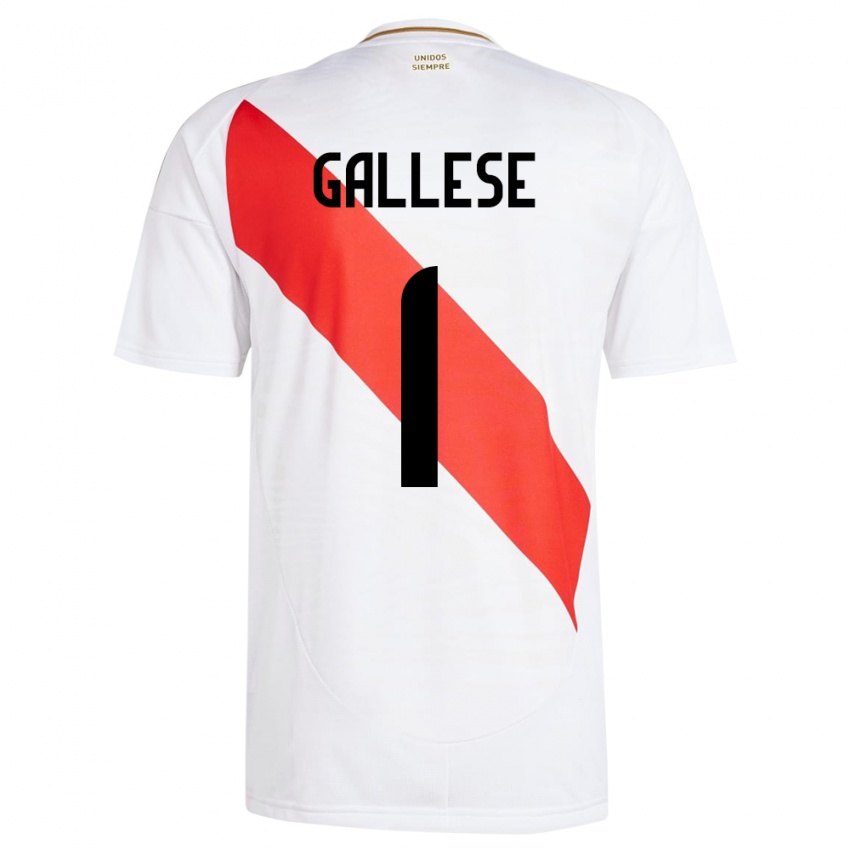 Criança Camisola Peru Pedro Gallese #1 Branco Principal 24-26 Camisa Brasil