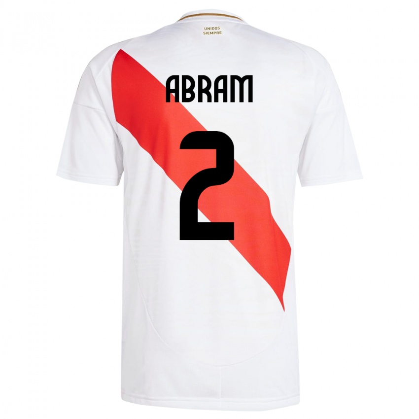 Criança Camisola Peru Luis Abram #2 Branco Principal 24-26 Camisa Brasil