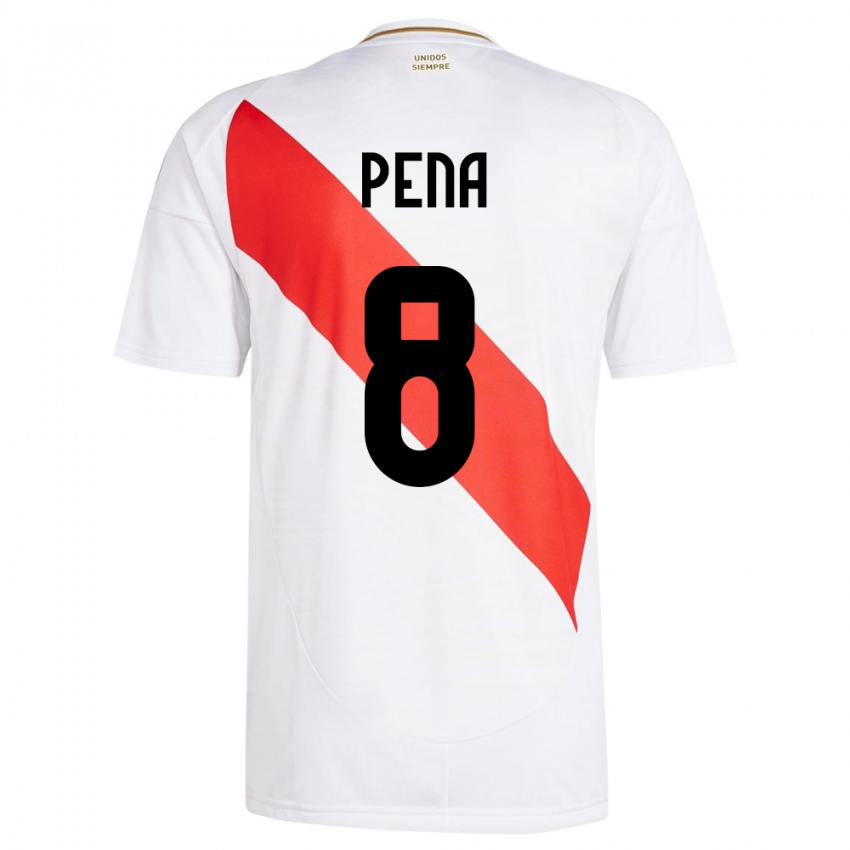 Criança Camisola Peru Sergio Peña #8 Branco Principal 24-26 Camisa Brasil