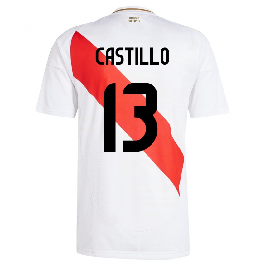 Criança Camisola Peru Jesús Castillo #13 Branco Principal 24-26 Camisa Brasil