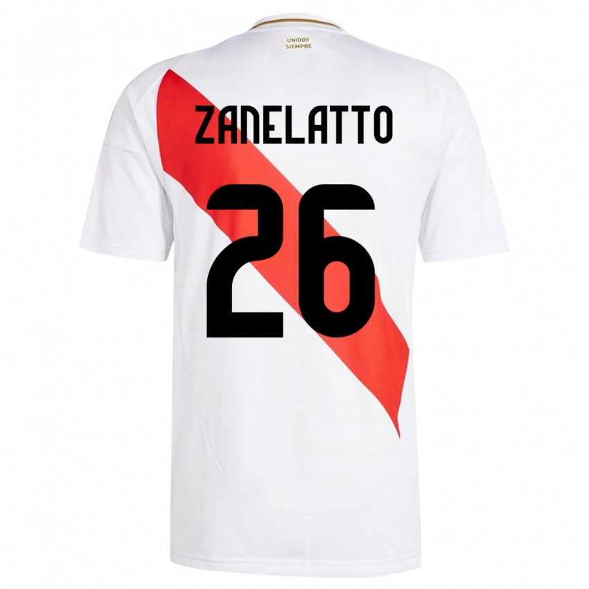 Criança Camisola Peru Franco Zanelatto #26 Branco Principal 24-26 Camisa Brasil