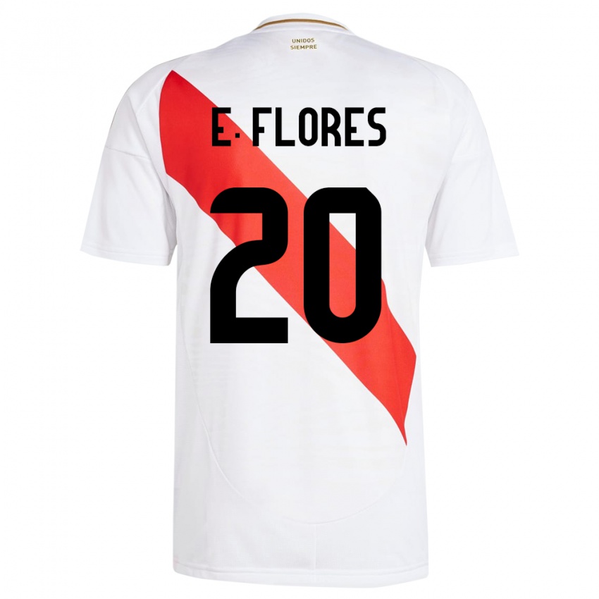 Criança Camisola Peru Edison Flores #20 Branco Principal 24-26 Camisa Brasil