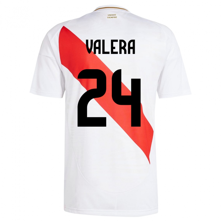 Criança Camisola Peru Álex Valera #24 Branco Principal 24-26 Camisa Brasil