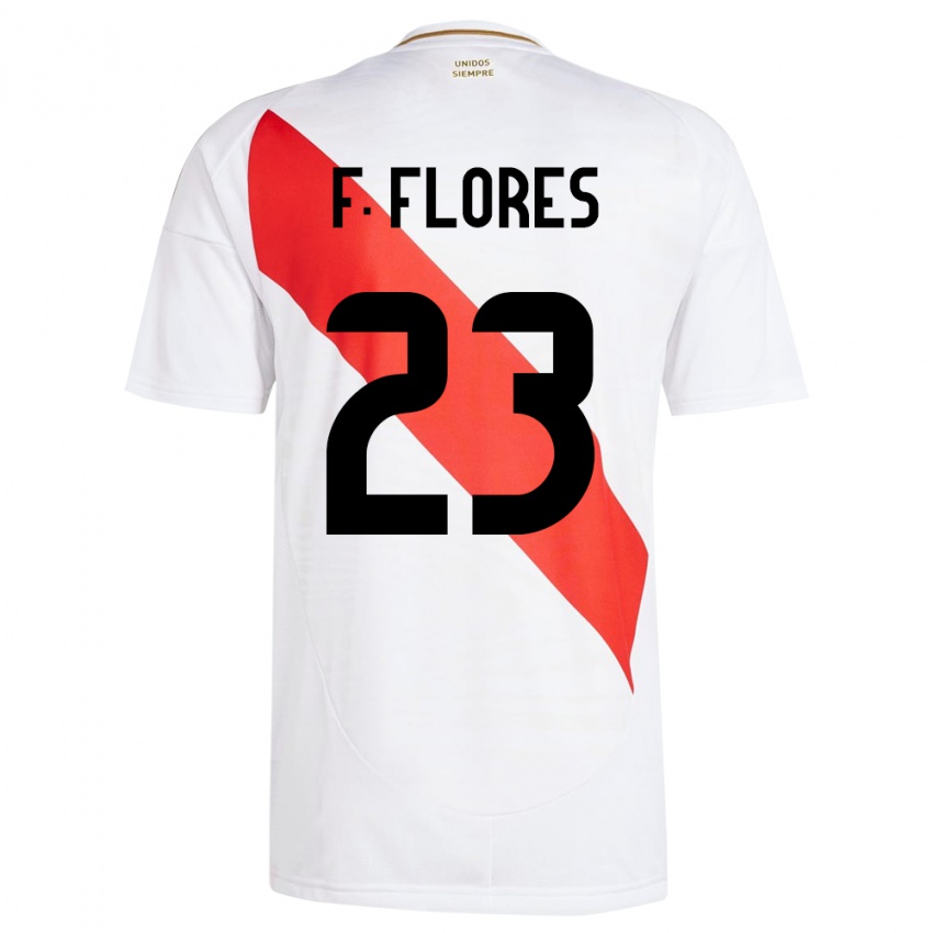 Criança Camisola Peru Franchesco Flores #23 Branco Principal 24-26 Camisa Brasil