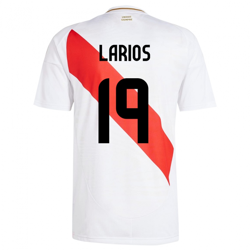 Criança Camisola Peru Guillermo Larios #19 Branco Principal 24-26 Camisa Brasil