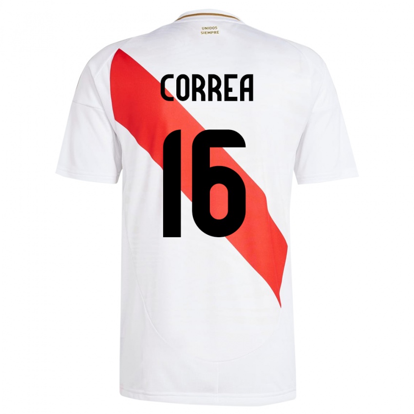 Criança Camisola Peru Eslyn Correa #16 Branco Principal 24-26 Camisa Brasil