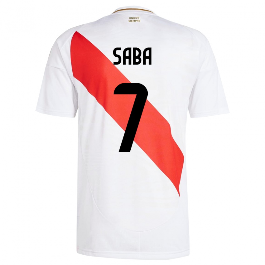 Criança Camisola Peru Emilio Saba #7 Branco Principal 24-26 Camisa Brasil