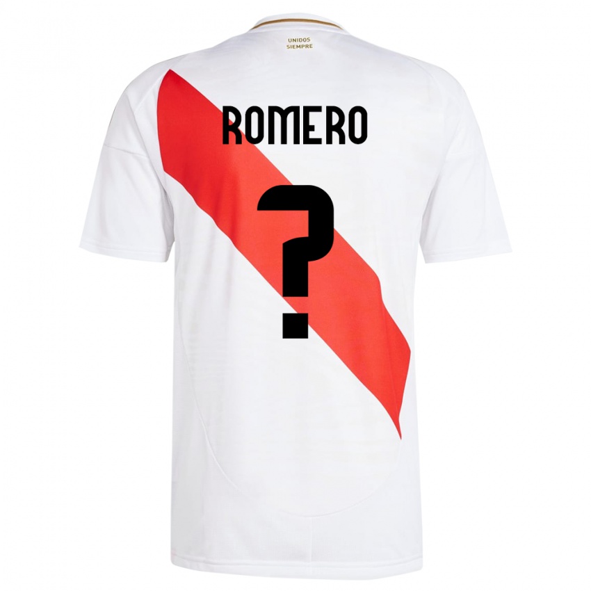 Criança Camisola Peru José Romero #0 Branco Principal 24-26 Camisa Brasil