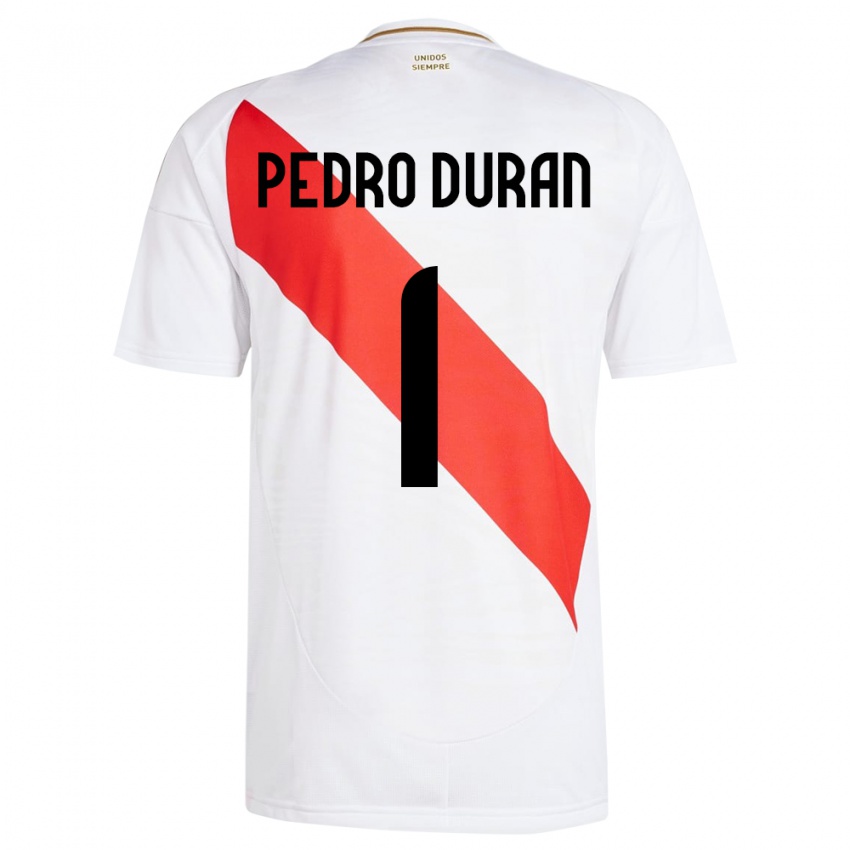 Criança Camisola Peru Juan Pedro Durán #1 Branco Principal 24-26 Camisa Brasil