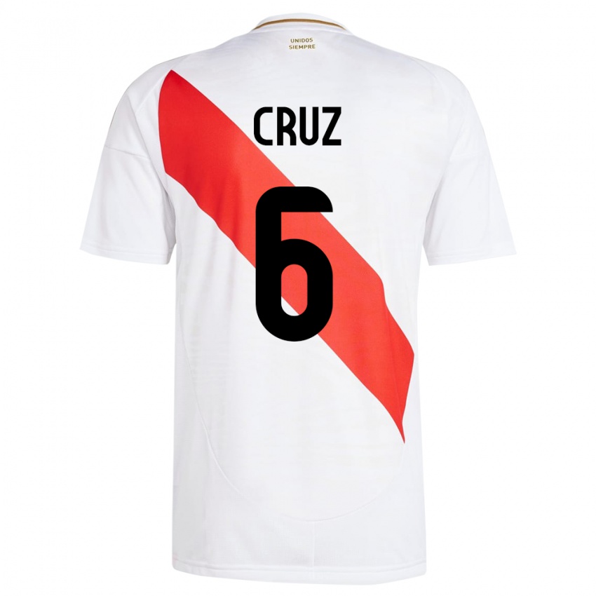 Criança Camisola Peru Esteban Cruz #6 Branco Principal 24-26 Camisa Brasil