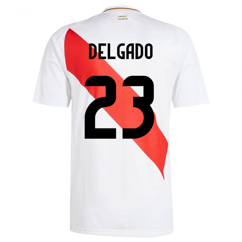 Criança Camisola Peru Valentino Delgado #23 Branco Principal 24-26 Camisa Brasil