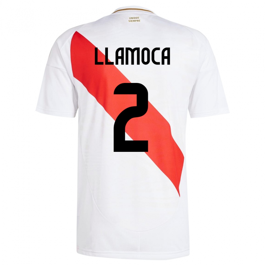 Criança Camisola Peru Braelynn Llamoca #2 Branco Principal 24-26 Camisa Brasil