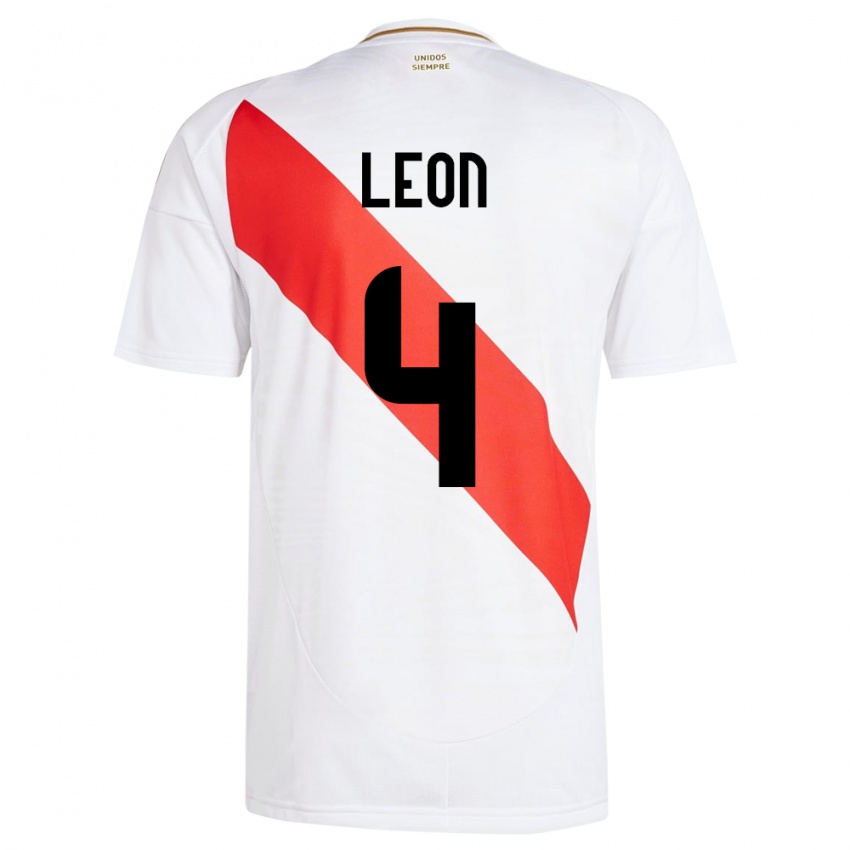 Criança Camisola Peru Mía León #4 Branco Principal 24-26 Camisa Brasil