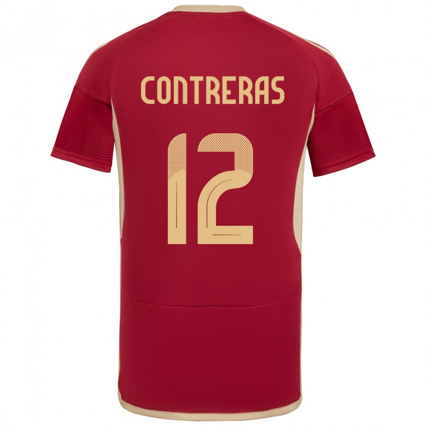 Criança Camisola Venezuela José Contreras #12 Borgonha Principal 24-26 Camisa Brasil