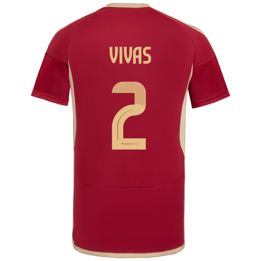 Criança Camisola Venezuela Carlos Vivas #2 Borgonha Principal 24-26 Camisa Brasil