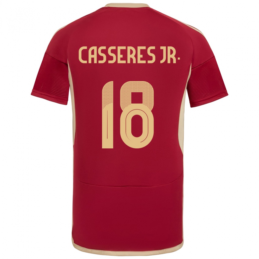 Criança Camisola Venezuela Cristian Cásseres Jr. #18 Borgonha Principal 24-26 Camisa Brasil