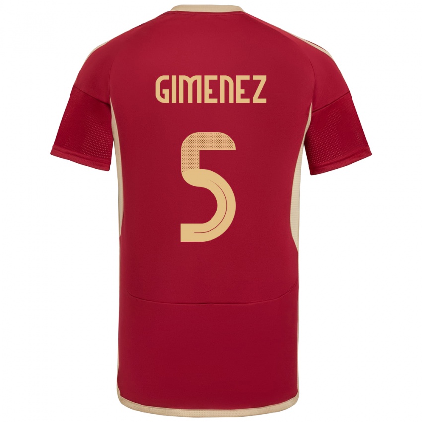 Criança Camisola Venezuela Yenifer Giménez #5 Borgonha Principal 24-26 Camisa Brasil