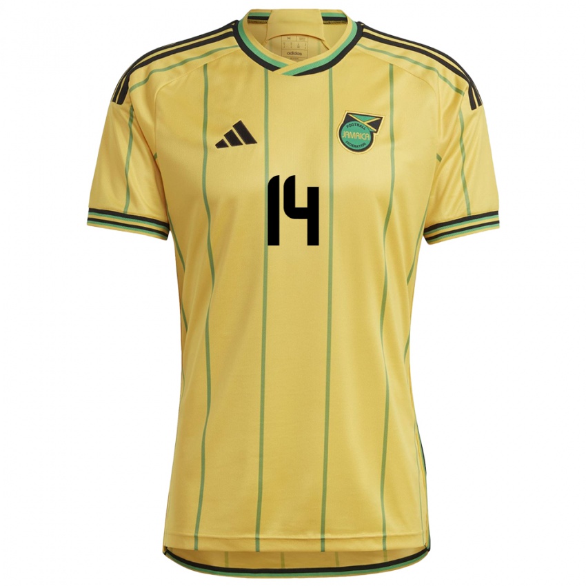 Criança Camisola Jamaica Kasey Palmer #14 Amarelo Principal 24-26 Camisa Brasil