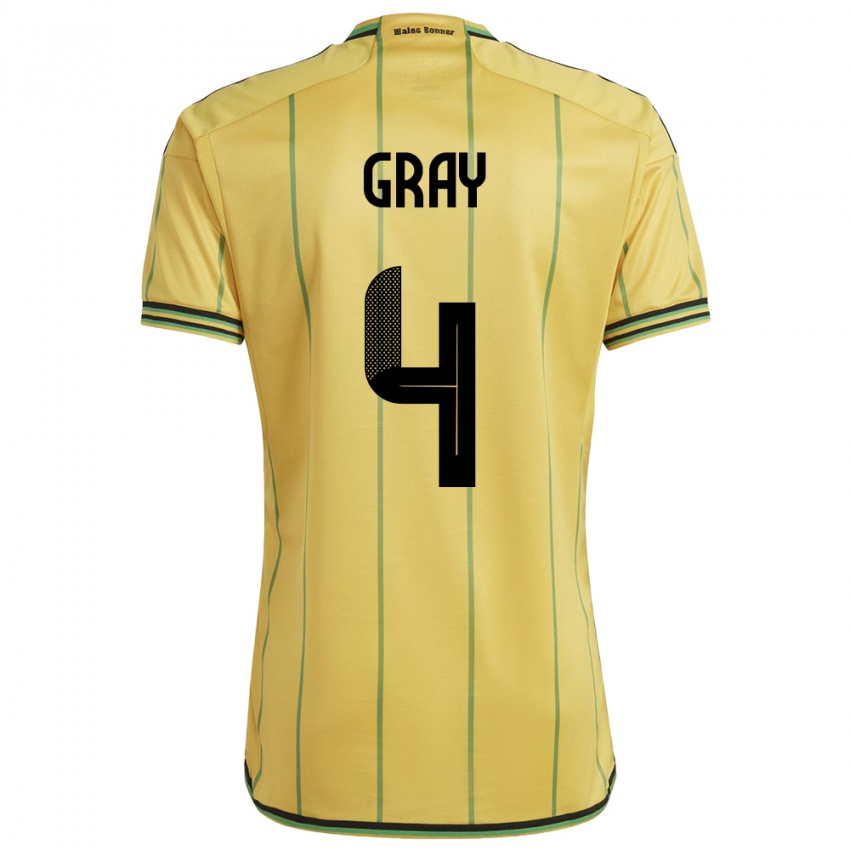 Criança Camisola Jamaica Tayvon Gray #4 Amarelo Principal 24-26 Camisa Brasil