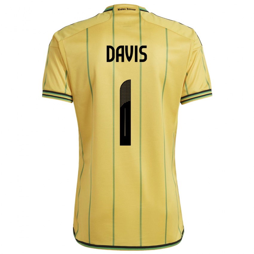 Criança Camisola Jamaica Shaquan Davis #1 Amarelo Principal 24-26 Camisa Brasil